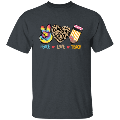 Peace Love Teach, Colorful Peace, Leopard Love Unisex T-Shirt