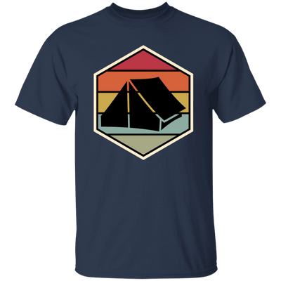 Tent Vintage, Retro Hexagon, Camping Motif With Tent Silhouette, Camp With Family Unisex T-Shirt