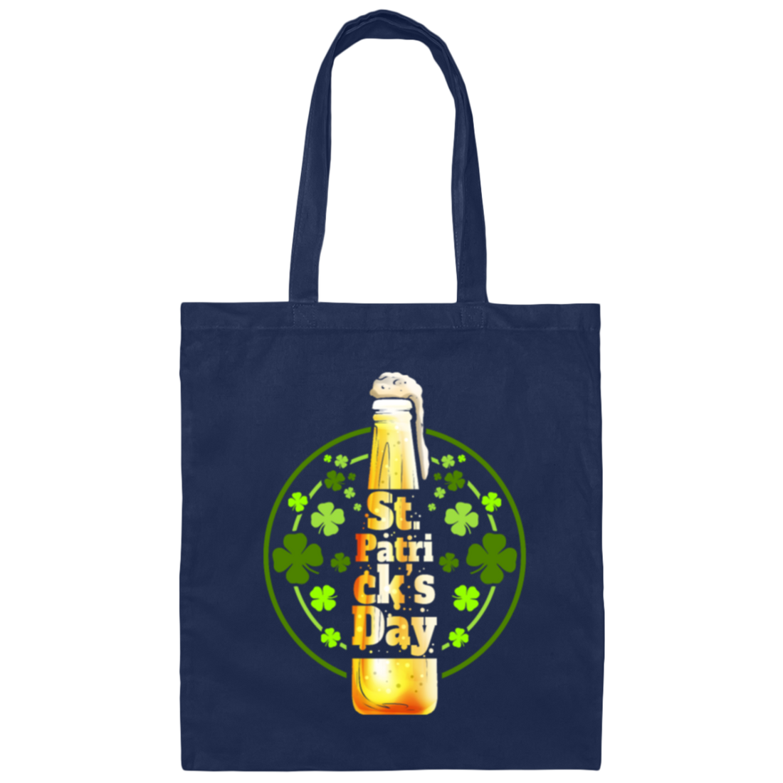 Shamrocks For St Patrick, Stylized Beer Bottles And Shamrock Gift Canvas Tote Bag