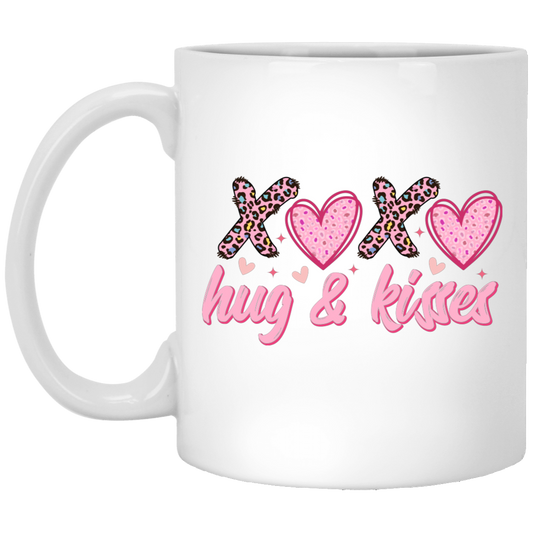 Xoxo, Hug And Kisses, Valentine's Day, Leopard Valentine, Valentine's Day, Trendy Valentine White Mug