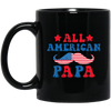 Papa, Father's Day, American Papa, Beard American Dad Black Mug