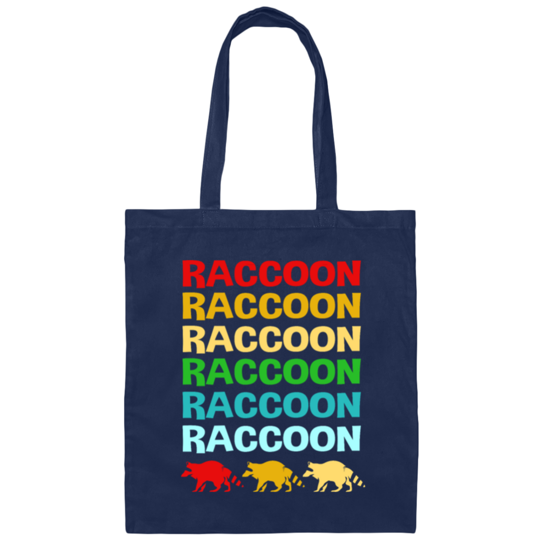 Retro Raccoon Colorful Squad Team Trash Panda Racoon Canvas Tote Bag