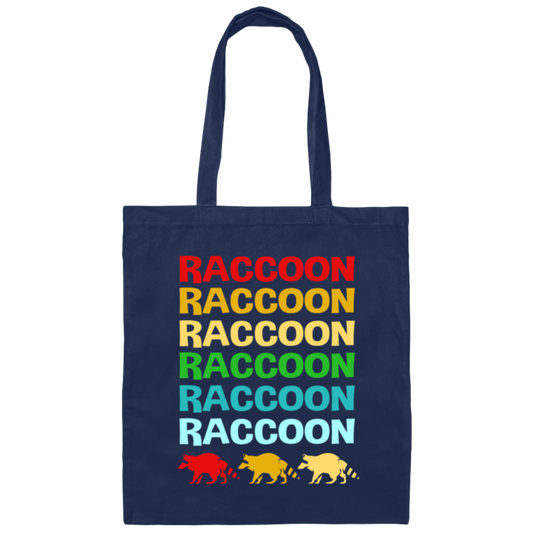 Retro Raccoon Colorful Squad Team Trash Panda Racoon Canvas Tote Bag