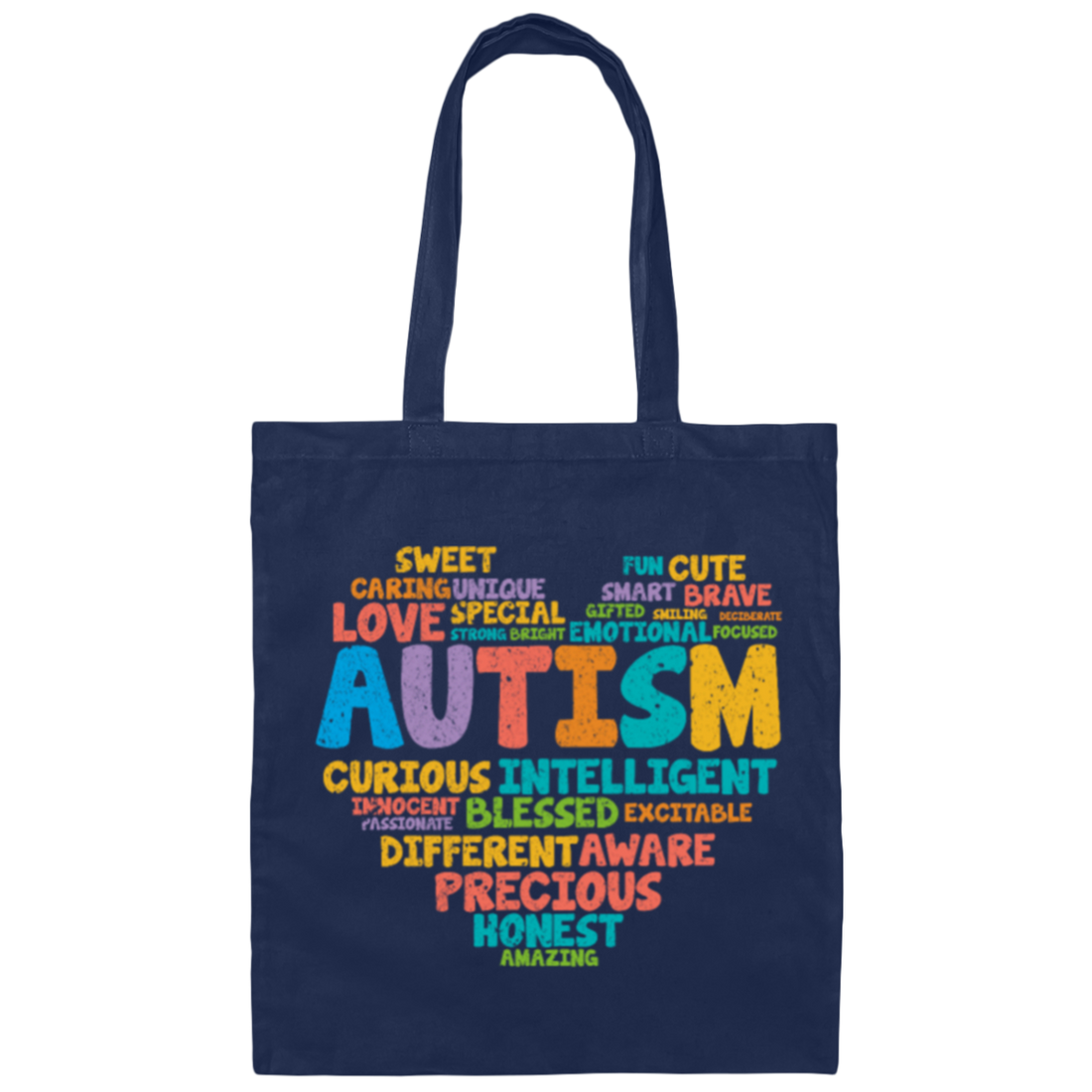 Autism Love Gift, Healing Gift, Heal Autism, Autism Awareness, Retro Gift, Autism Vintage Canvas Tote Bag