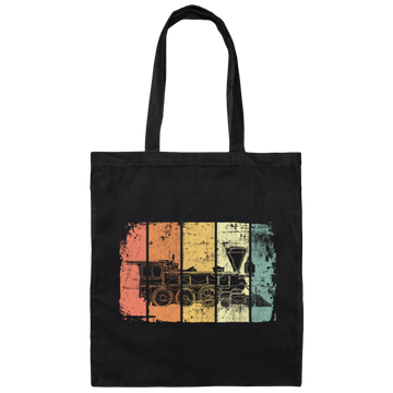 Retro Locomotive Vintage Railroad Train, Vintage Train Canvas Tote Bag