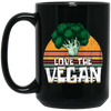 Retro Vegetable, Vegetarian Lover Gift, Love The Vegan Black Mug