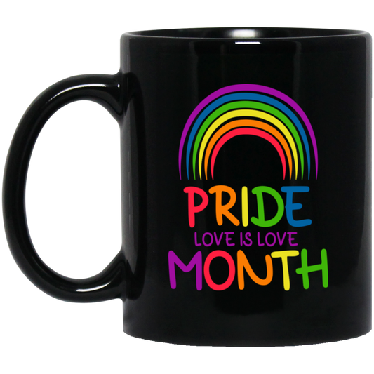 LGBT Gift, Pride Month, Love Is Love, LGBT Rainbow Black Mug