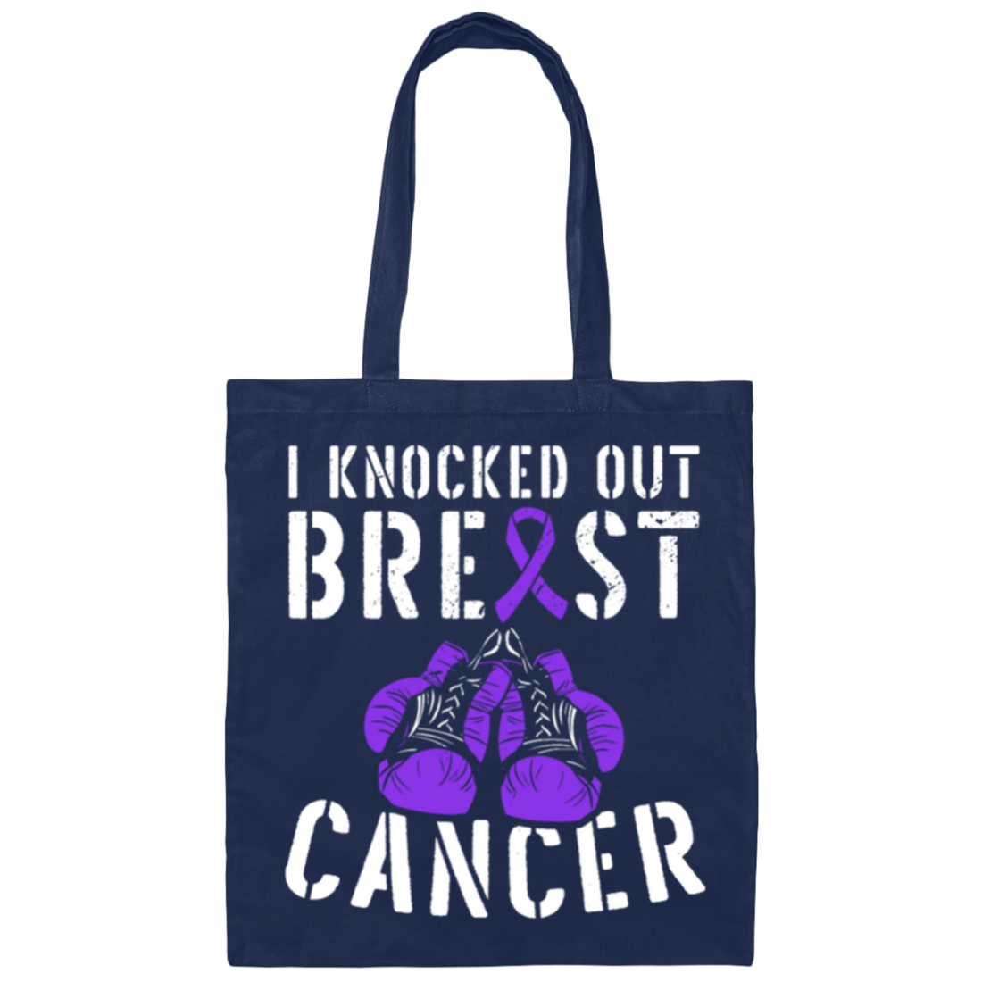 Against Cancer Gift, I Knocked Out Breast Cancer, Boxer Breast Cancer Canvas Tote Bag