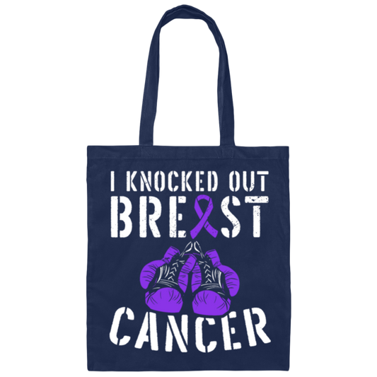 Against Cancer Gift, I Knocked Out Breast Cancer, Boxer Breast Cancer Canvas Tote Bag