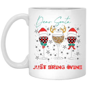 Dear Santa, Just Bring Wine, Caro Pattern, My Christmas White Mug