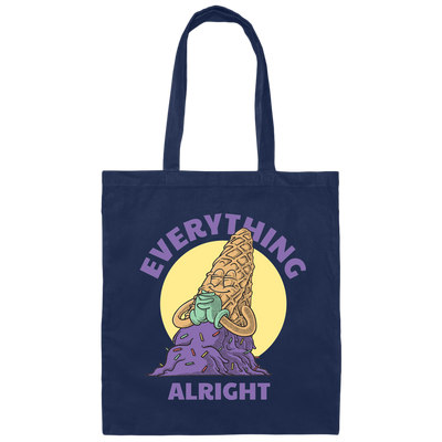 Everything Is Alright, Cartoon Smiling Spilled Ice Cream Canvas Tote Bag