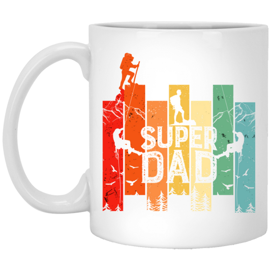 Retro Dad, Super Dad, Hiking Dad, Daddy Love Hiking White Mug