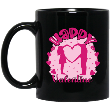 Happy Valentine, Love You, Love Valentine, Happy Couple Black Mug