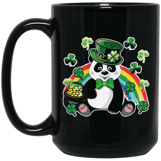 Panda Leprechaun, Saint Patricks Day, Shamrock Lover, Patrick Panda Black Mug