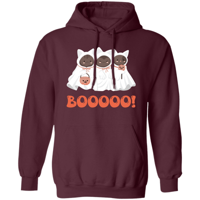 Boo Cat, Cute Boo, Cute Cat, Happy Cat, Happy Halloween Pullover Hoodie