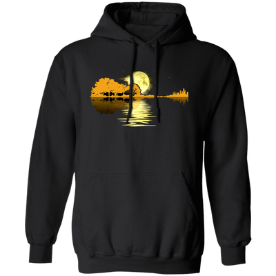 Love Guitar, Guitar Lake Shadow, Moon Lake Night Mathmetics Guitar Awesome Pullover Hoodie