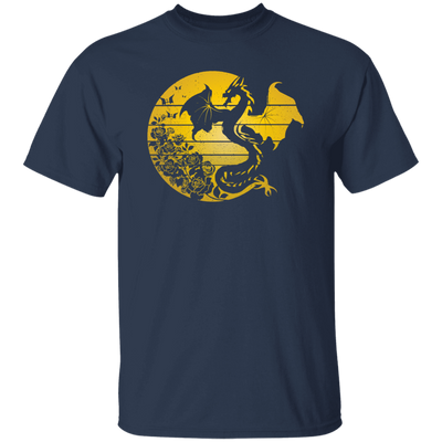 Dragon Flowers Vintage, Gold Dragon, Love Dragon, Flower In Circle Unisex T-Shirt