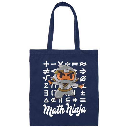 Funny Math Ninja, Love Math, Ninja Love Math, Best Math Lover, Ninja Gift Canvas Tote Bag