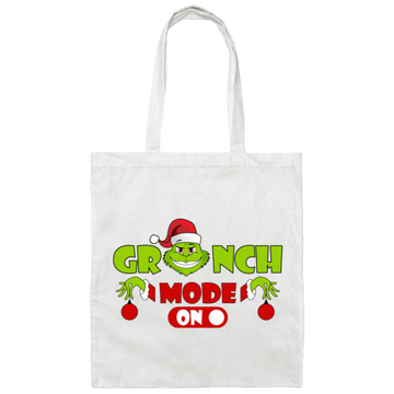 Grinch Mode On, Best Grinch, Christmas Season, Grinchmas, Trendy Halloween Canvas Tote Bag