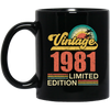 Hawaii 1981 Gift, Vintage 1981 Limited Gift, Retro 1981, Tropical Style Black Mug