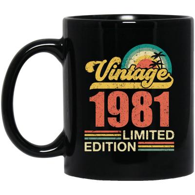 Hawaii 1981 Gift, Vintage 1981 Limited Gift, Retro 1981, Tropical Style Black Mug