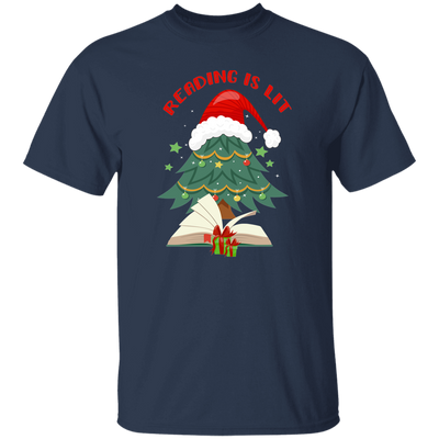 Reading Is Lit, Christmas Tree, Christmas Book, Merry Christmas, Trendy Christmas Unisex T-Shirt