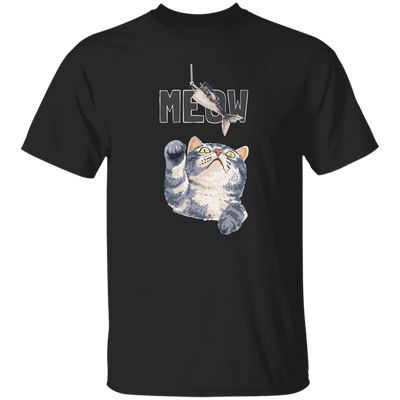 Cute Meow, Cute Stupid Cat, Cat Catch Fishing Rod Unisex T-Shirt