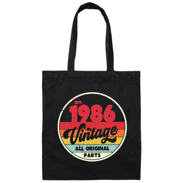 1986 Vintage Design, Retro 1986 Bitthday Canvas Tote Bag