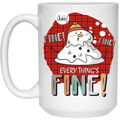 It's Fine, Everythings Fine, Melting Snowman, Plaid Xmas, Merry Christmas, Trendy Christmas White Mug