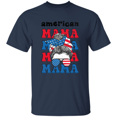 American Mama, Mother's Day, American Messy Bun Unisex T-Shirt