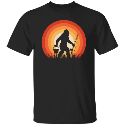 Big Foot Silhouette, Retro Big Foot, Big Foot Fishing Unisex T-Shirt