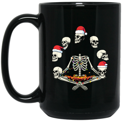 Happy Halloween, Funny Halloween, Skeleton Play With Skulls, Merry Christmas, Trendy Christmas Black Mug