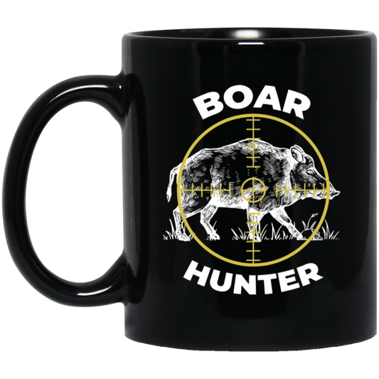 Boar Hunter, Wild Animal Hunter, Boar Lover, Retro Boar Black Mug