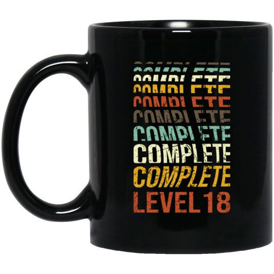 Birthday 18th Gift, 18 Years Old, Complete Level 18, Love 18th Black Mug