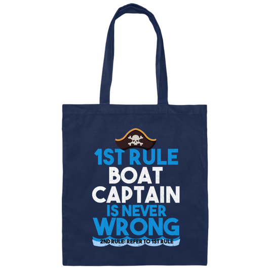 Funny Boat Lovers, Boat Captain Is Never Wrong Gift Canvas Tote Bag