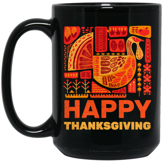 Give Thanks, Happy Thanksgiving Day, Love Thanksgiving, Best Retro Black Mug