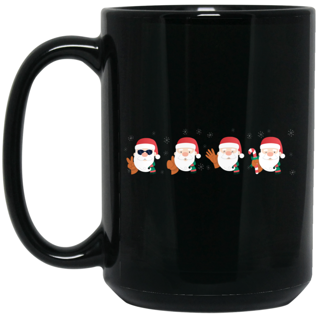Funny Santa, Mini Santa Face, Merry Christmas, Trendy Christmas Black Mug