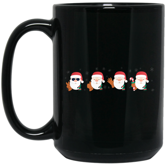 Funny Santa, Mini Santa Face, Merry Christmas, Trendy Christmas Black Mug