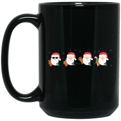 Funny Santa, Mini Santa Face, Merry Christmas, Trendy Christmas Black Mug