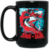 Fight Shark Vs Zombie, Zombie Fight Shark, Horror Gift, Scare Zombie Black Mug