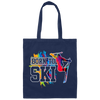 Design For Skier Born To Ski Colorful Ski Gift Birthday New Year Day Canvas Tote Bag