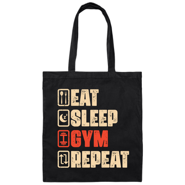 Eat Sleep Gym Repeat, Retro Gym, Do The Gym, Do The Fitness Canvas Tote Bag