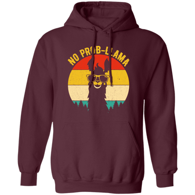 No Prob-Llama, Vintage Llama, Retro Alpaca, Best Llama Retro Love Gift Pullover Hoodie