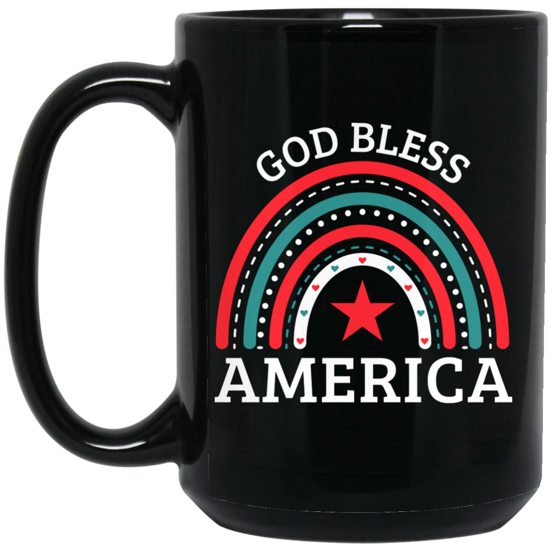 God Bless America, Rainbow American, Retro Rainbow Black Mug