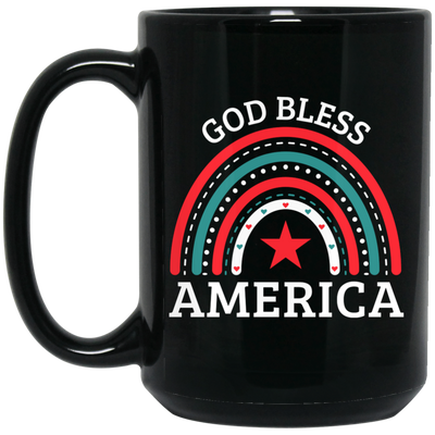 God Bless America, Rainbow American, Retro Rainbow Black Mug