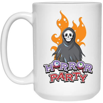 Horror Party, Horror Death, Halloweem Death White Mug