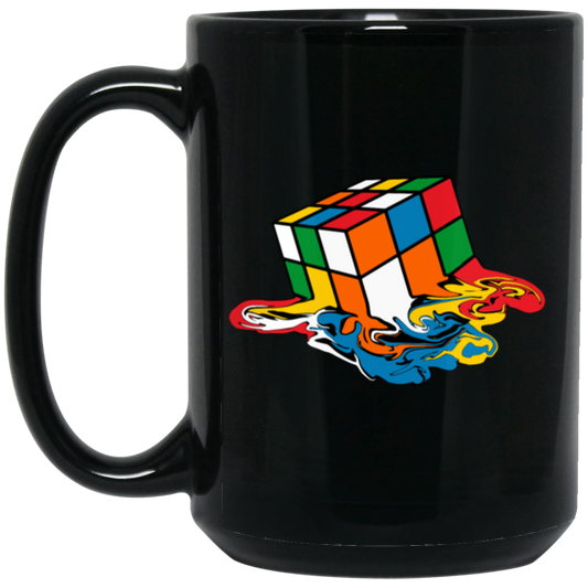 Melting Rubik's Cube, Cube Toy, Rubik Fan, Love Rubik, Cube Player Gift Black Mug