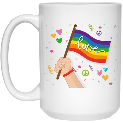 Pride Month, LGBT Gifts, LGBT Flag, Love And Peace White Mug