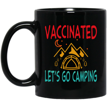 Funny Vaccination and Camping Hiking Vaccinated Gift For Camping Lovers Vintage Black Mug