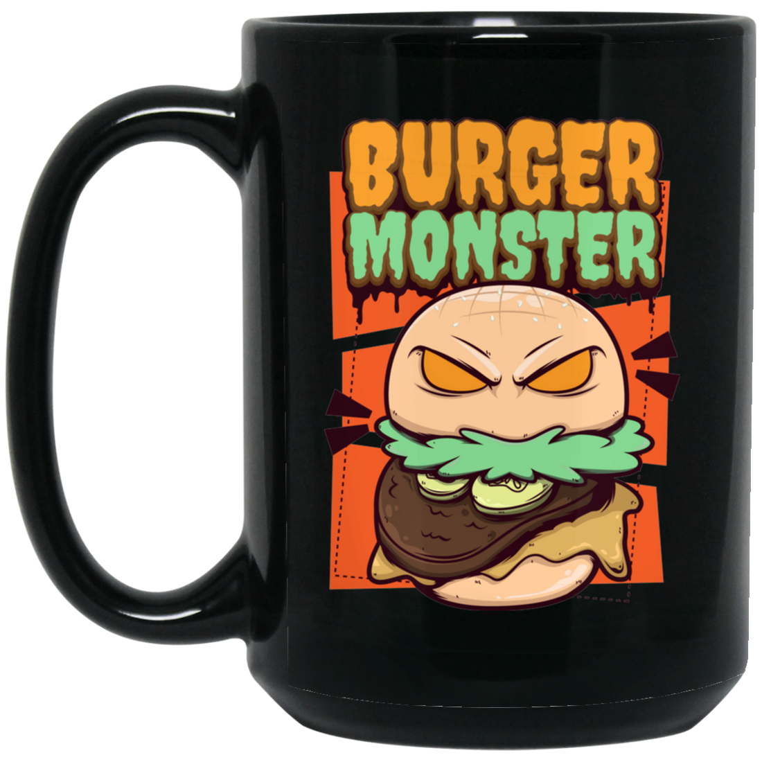 Burger Monster, Love Burger, Baby Angry Burger Black Mug